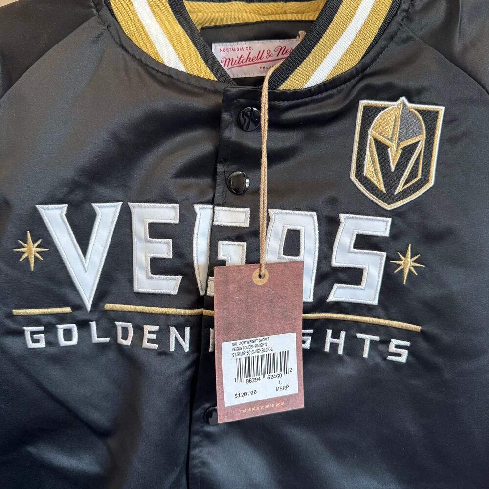 Mitchell & Ness Vegas Golden Knights Satin Jacket Black Gold L NWT - Picture 5 of 5